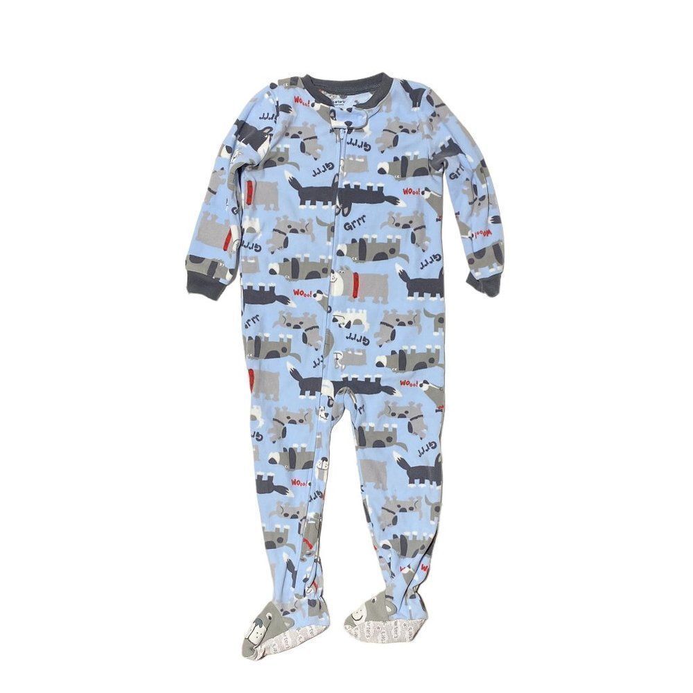 CARTER'S Boy's Fleece Footed One Piece PJ's Baby Blue Puppy Print